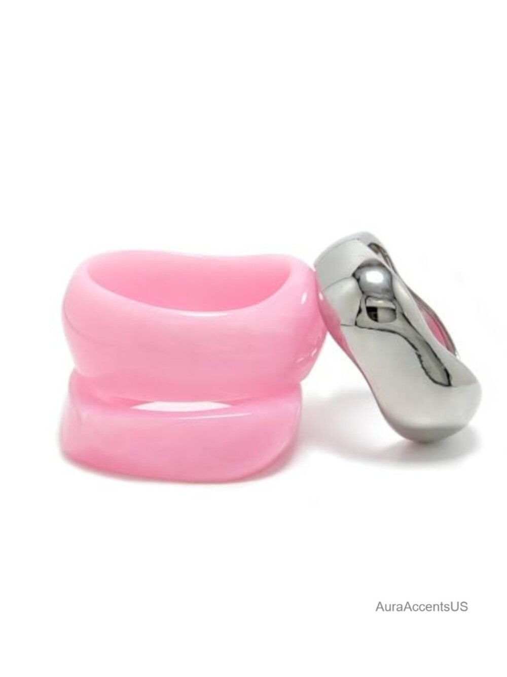 Chunky Resin Bangle Bracelets Set of 3 Wide Cuff Statement Jewelry